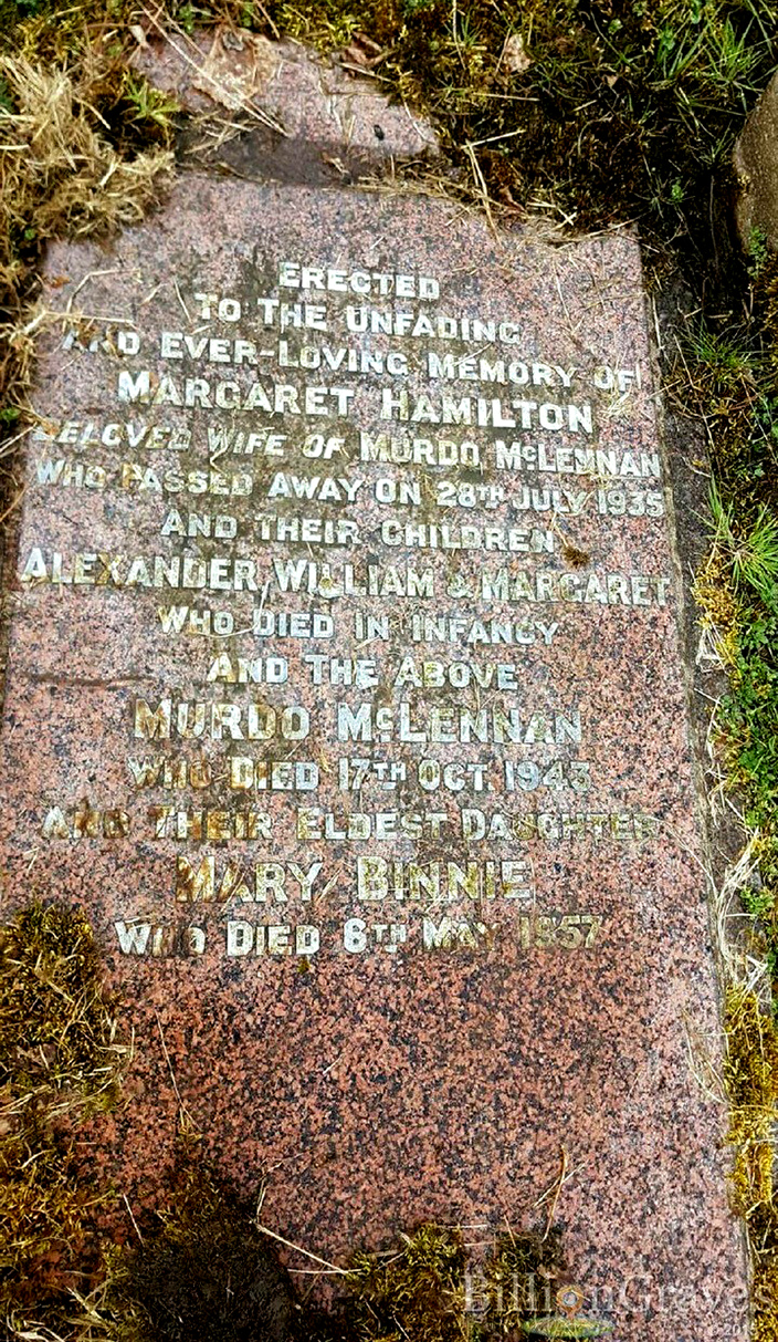 Photo of headstones/Murdo McLennan d1943 hdstn Western Nerop Gla